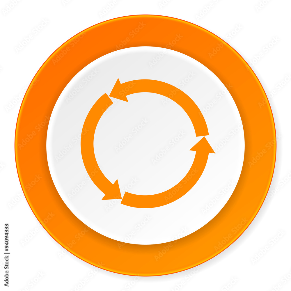 refresh orange circle 3d modern design flat icon on white background refresh orange circle 3d modern design flat icon on white background