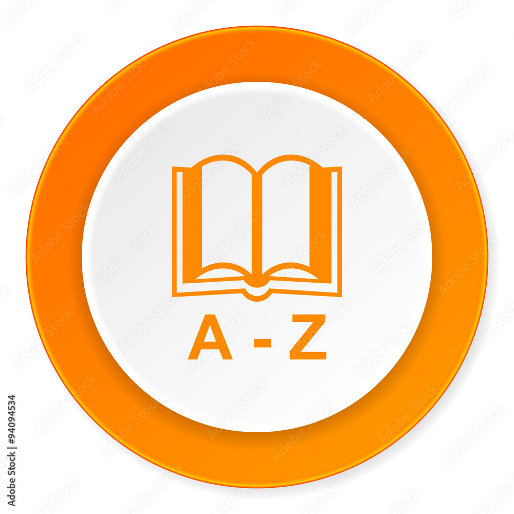 dictionary orange circle 3d modern design flat icon on white background dictionary orange circle 3d modern design flat icon on white background