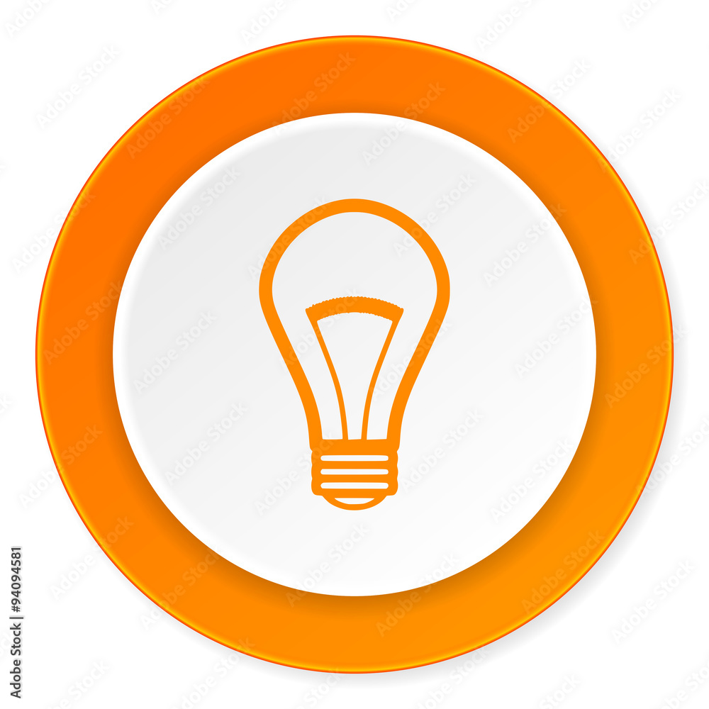 bulb orange circle 3d modern design flat icon on white background