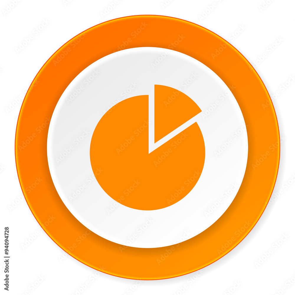 chart orange circle 3d modern design flat icon on white background chart orange circle 3d modern design flat icon on white background