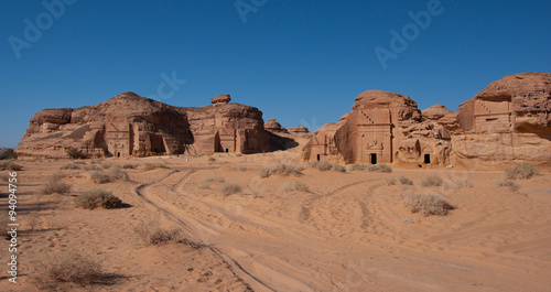 Hegra tombs in Saudi desert near Al-Ula