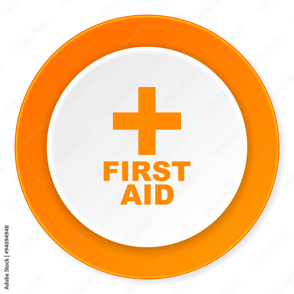 first aid orange circle 3d modern design flat icon on white background first aid orange circle 3d modern design flat icon on white background