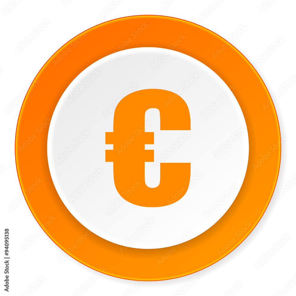 euro orange circle 3d modern design flat icon on white background euro orange circle 3d modern design flat icon on white background