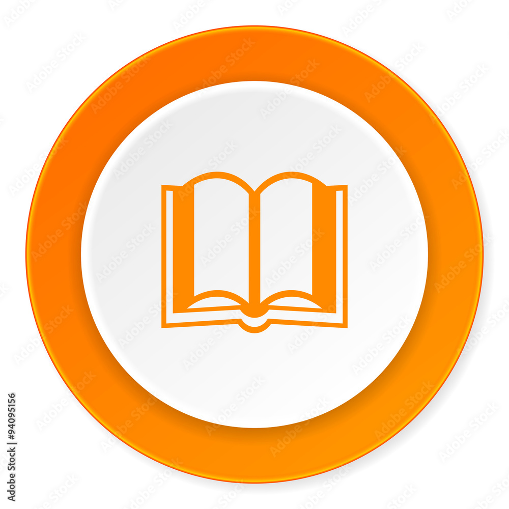 book orange circle 3d modern design flat icon on white background book orange circle 3d modern design flat icon on white background