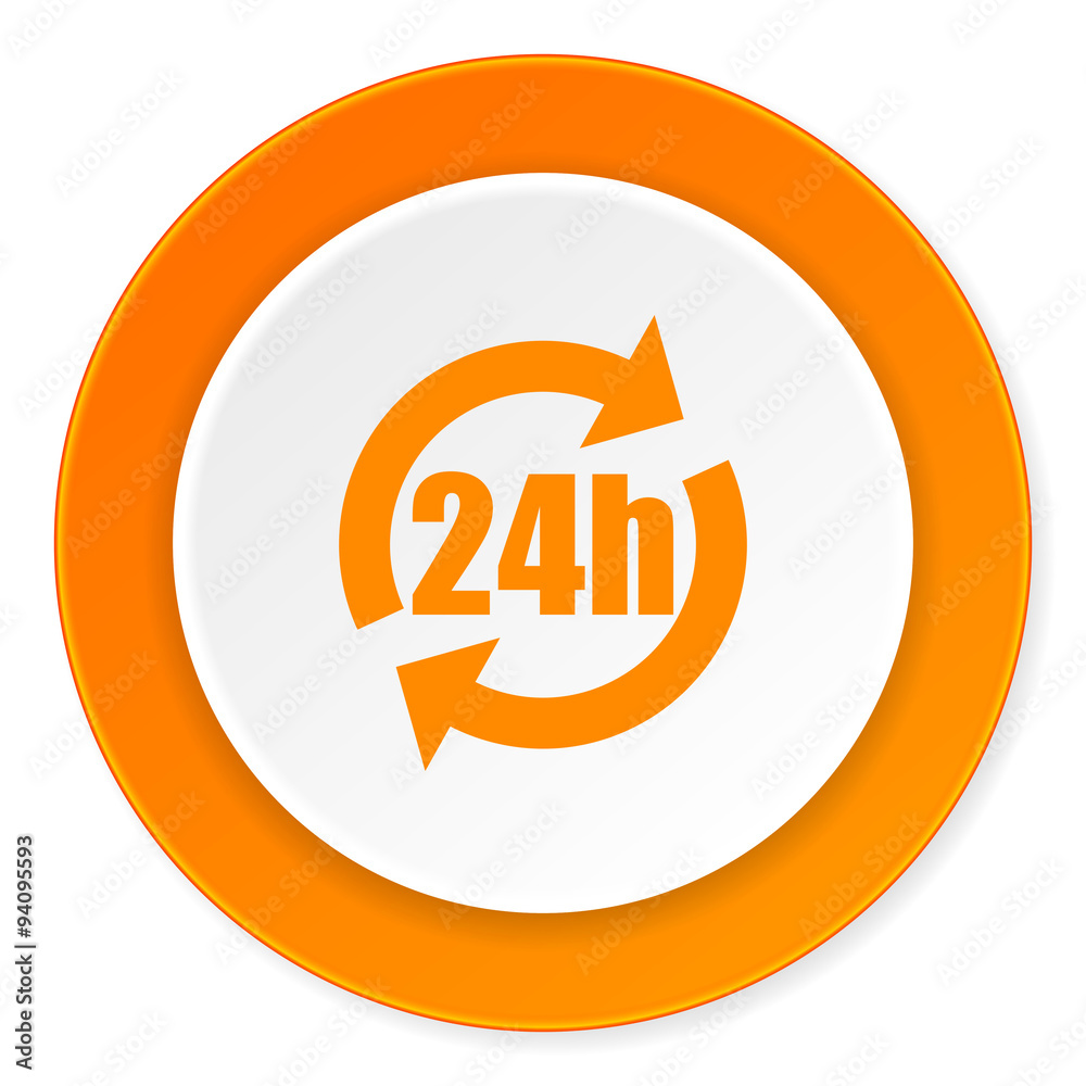 24h orange circle 3d modern design flat icon on white background 24h orange circle 3d modern design flat icon on white background