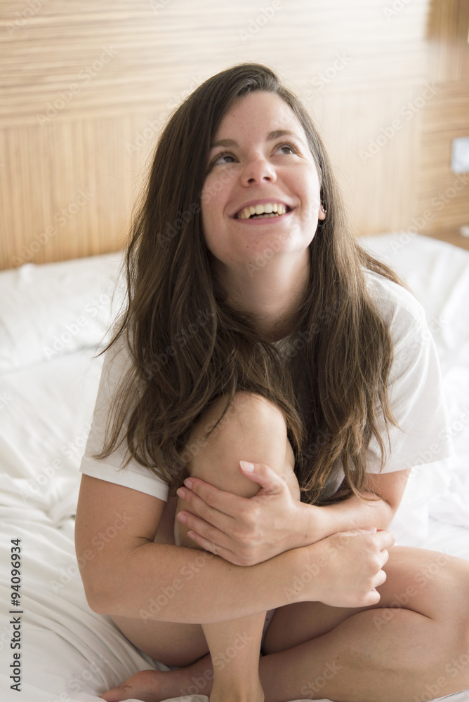 young woman sleeping on the white linen in bed at home, young woman sleeping on the white linen in bed at home,