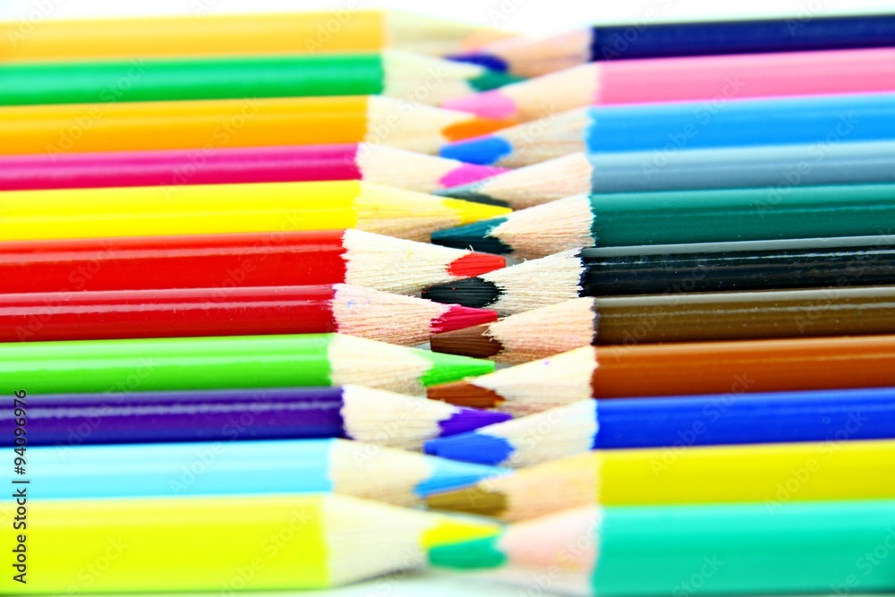 Colour pencils on white background Colour pencils on white background