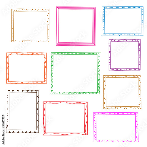 Photo frames doodle sketch, vector