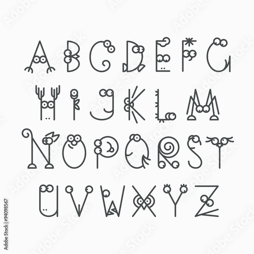 Cute line latin alphabet