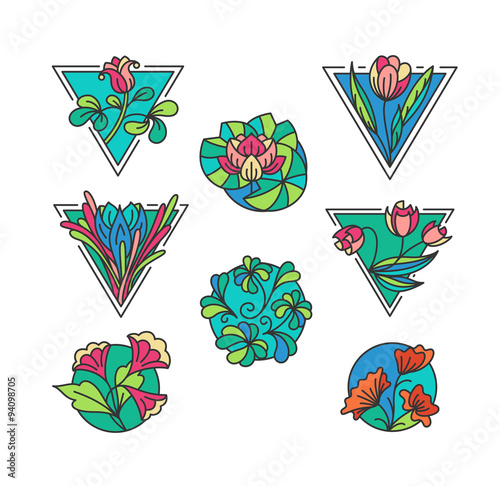 Colorful floral icons