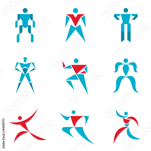 People signs - creative vector collection. Human figures - vector icons set. Human vector logo. Vector logo template. Design elements.