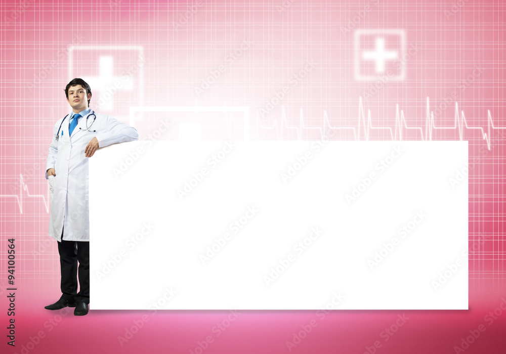 Doctor with banner Doctor with banner