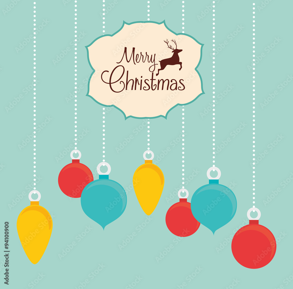 Naklejka premium Merry christmas colorful card