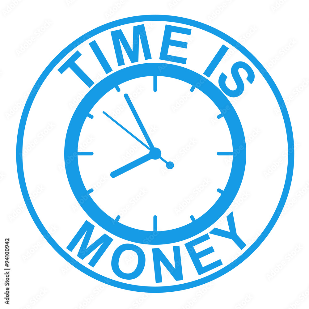 Icono plano texto TIME IS MONEY azul Icono plano texto TIME IS MONEY azul