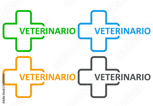Texto VETERINARIO en una cruz con varios colores