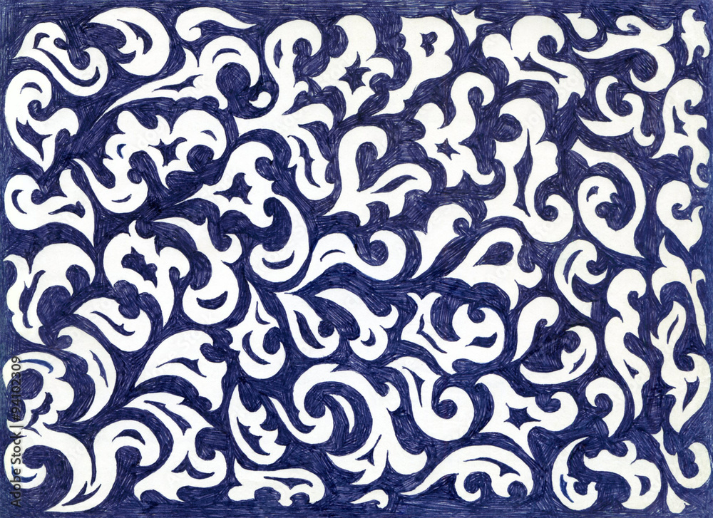 Abstract swirls drawn with a ballpoint pen
