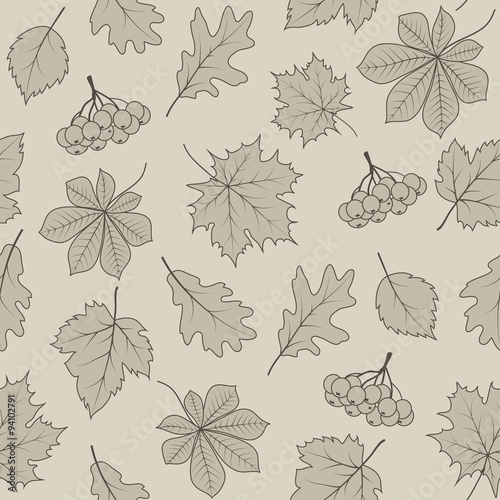 Wallpaper Mural Background of leaves, seamless pattern Torontodigital.ca
