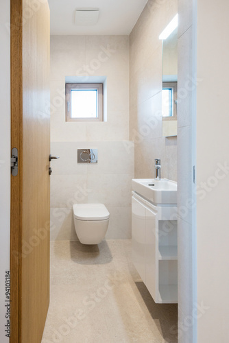 interior of small bathroom in modern house