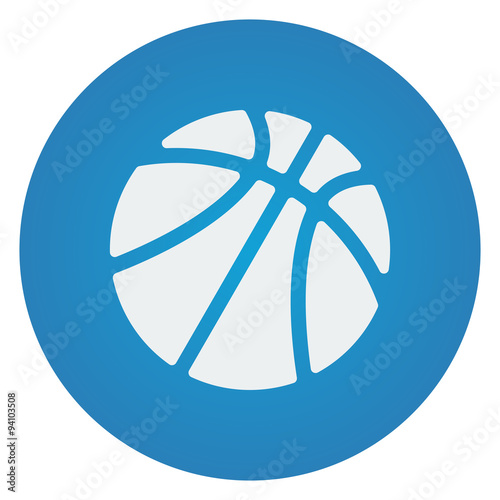 Flat white Basketball icon on blue circle
