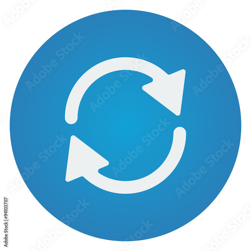 Flat white Refresh icon on blue circle