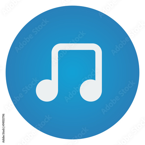 Flat white Notes icon on blue circle