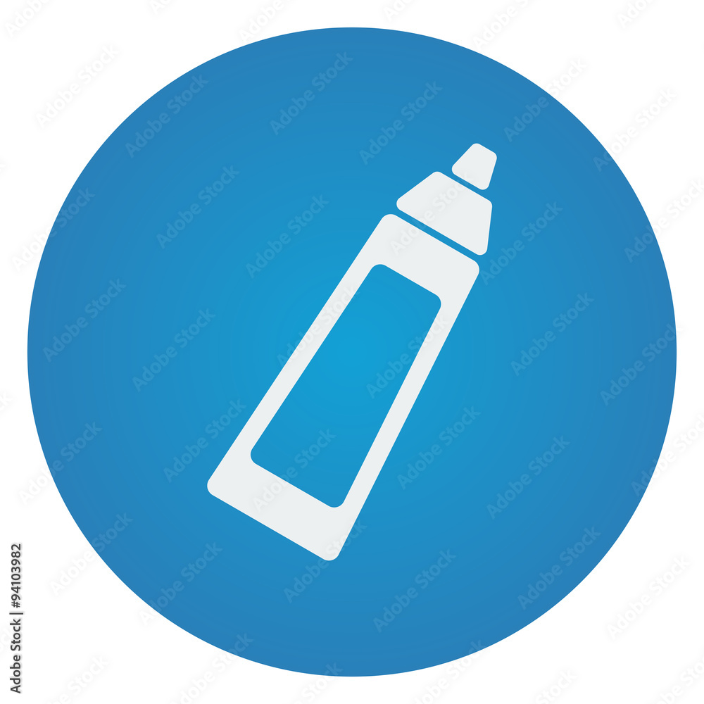 Flat white Baby Bottle icon on blue circle Flat white Baby Bottle icon on blue circle