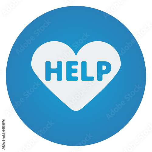Flat white Defibrillator  icon on blue circle