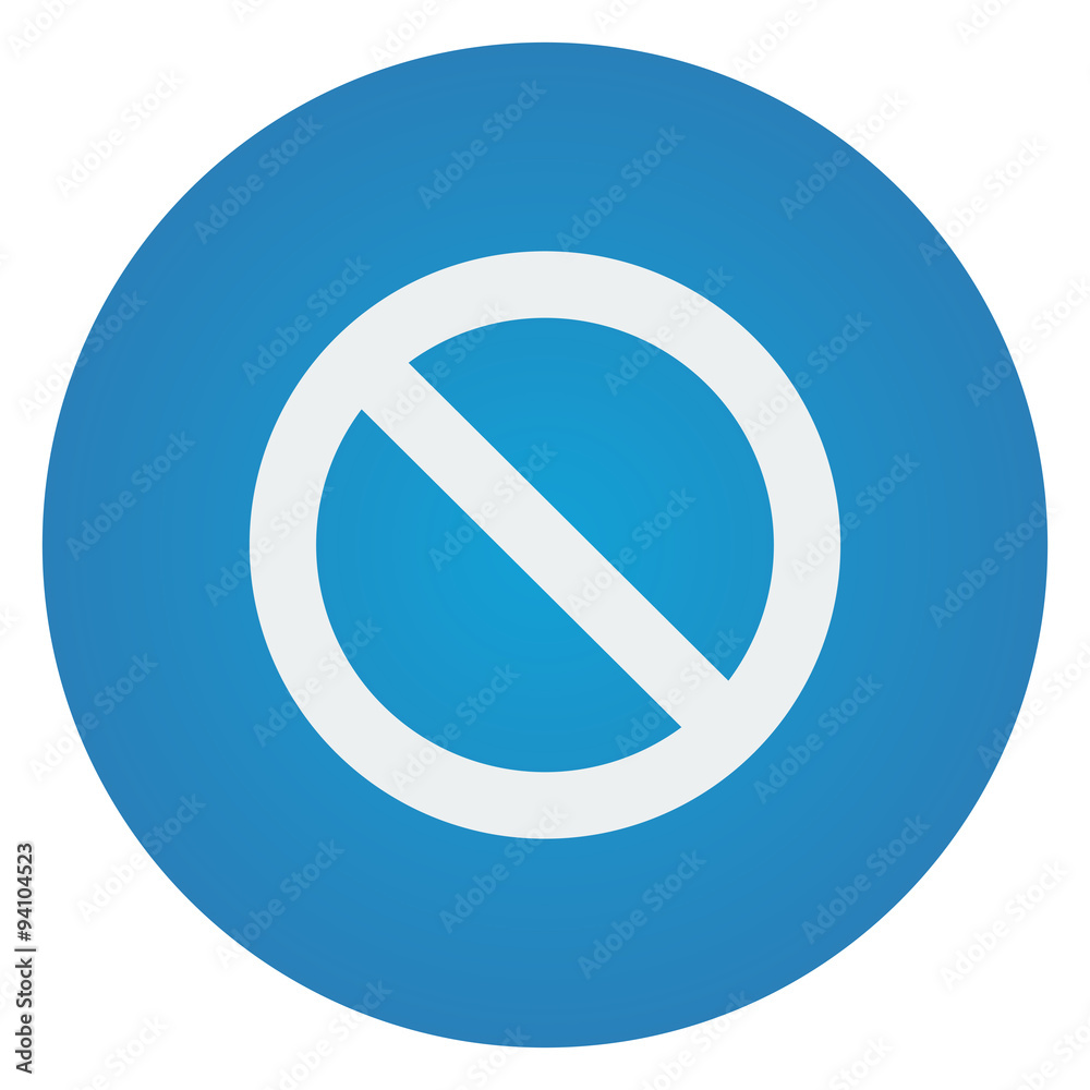Flat white Forbidden icon on blue circle Flat white Forbidden icon on blue circle
