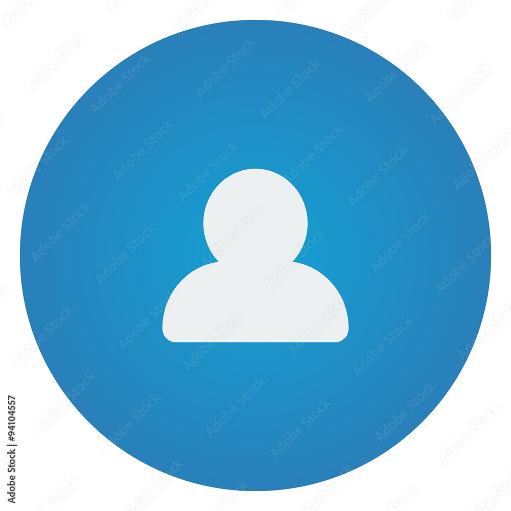 Flat white Profile icon on blue circle