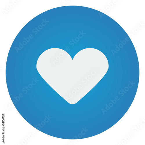 Flat white Heart icon on blue circle