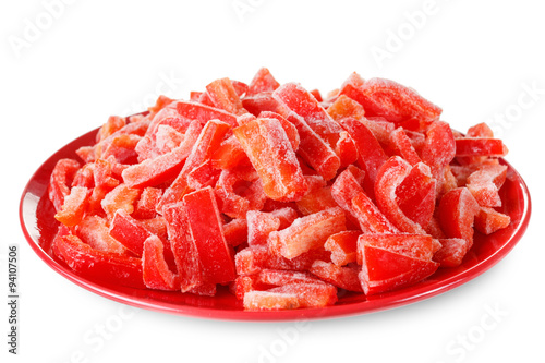 Frozen bell pepper on the p...