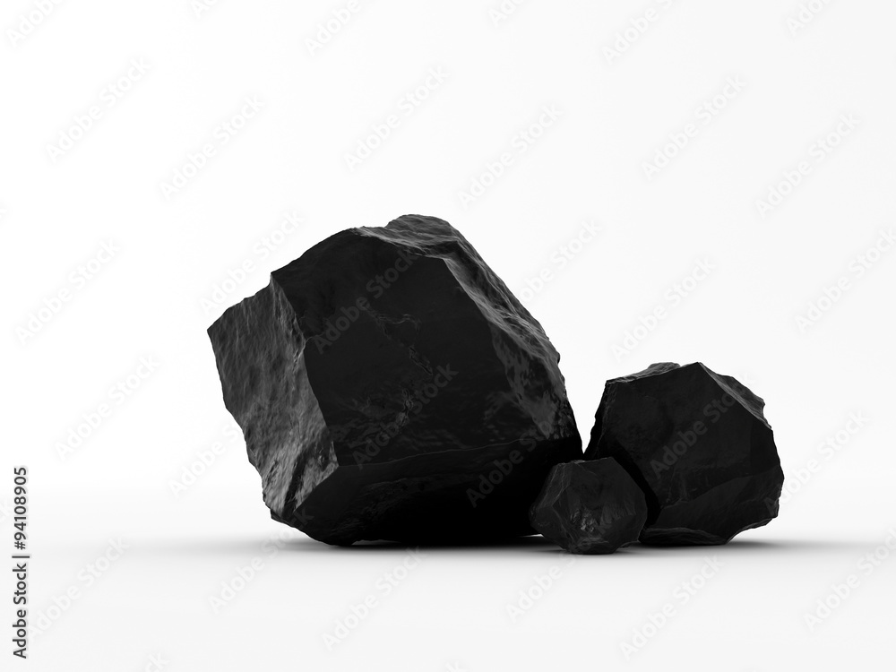 Handful of coal on white background