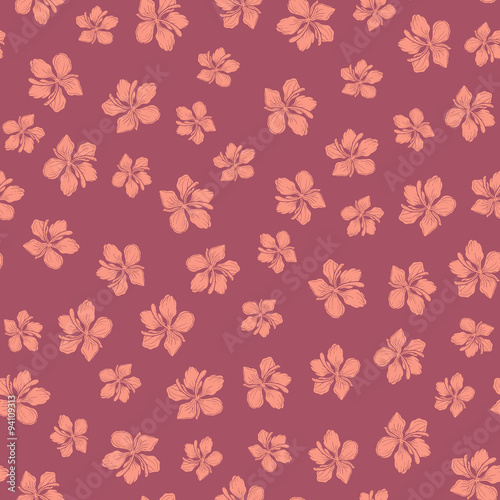 Seamless texture with vintage flowers. Flower background.