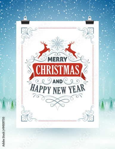 Christmas Card Hanging on Strings