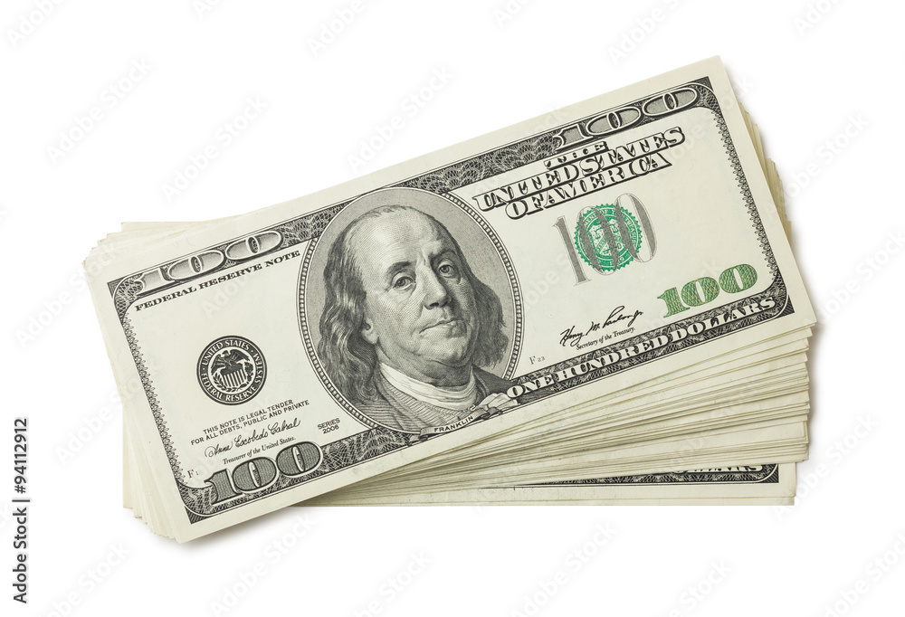 heap of a dollar banknotes on a white background heap of a dollar banknotes on a white background