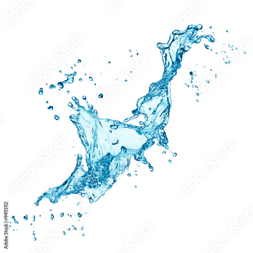 blue water splash isolated on white background