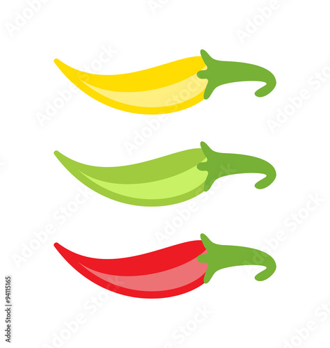 Colorful Chilli Peppers Isolated