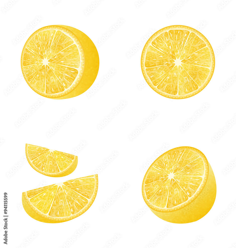 Fototapeta premium Set of Fruit Lemons Isolated