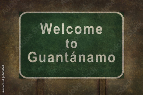 Vászonkép Welcome to Guantanamo roadside sign illustration.