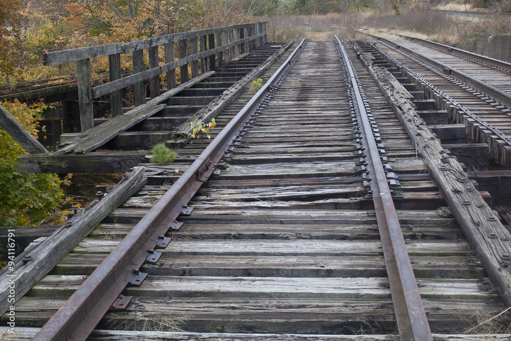Old abandoned railroad tracks.