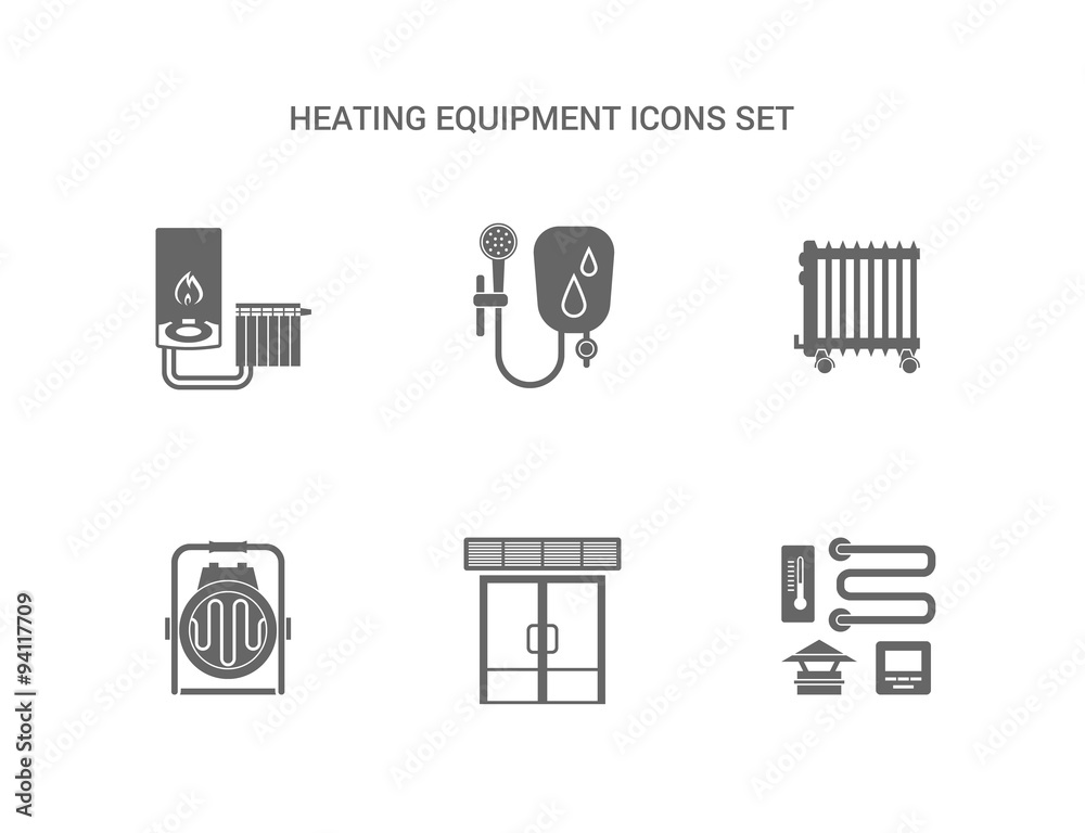 Heating Equipment Icons Set