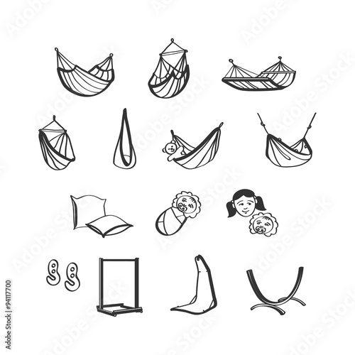 Hammocks icons set
