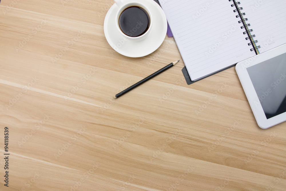 Office supplies on the wooden desk Office supplies on the wooden desk