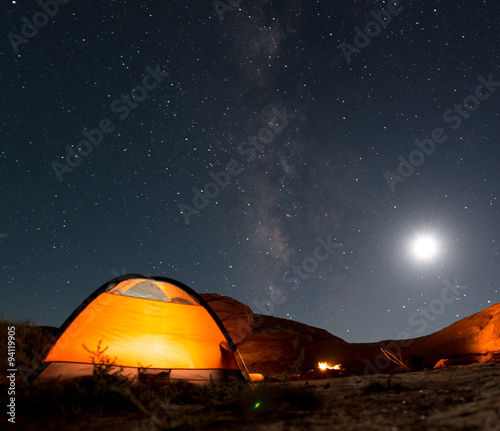 Orange Tent under Milky Way