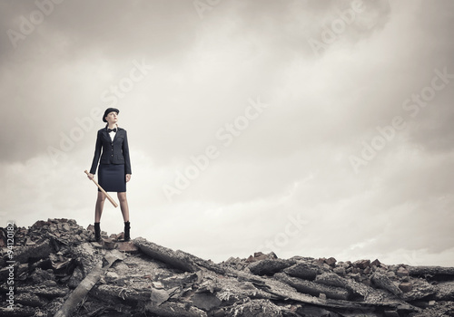 Woman with baseball bat