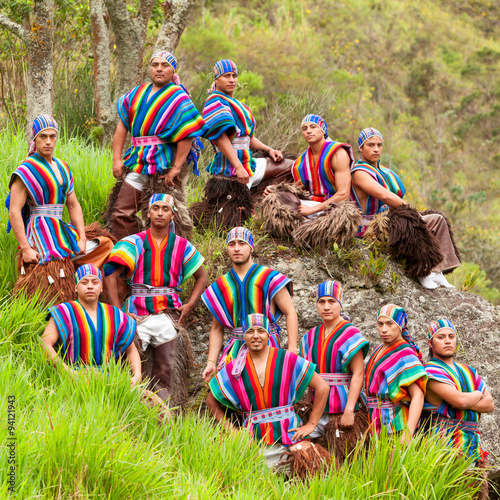 Obraz na plátně A picturesque outdoor shot capturing the vibrancy of an Ecuadorian folkloric gro