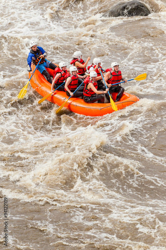 Experience the thrill of whitewater river rafting in Ecuador with a diverse group of men and women,guided by a professional pilot.