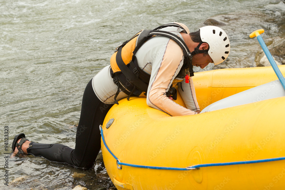 rafting boat repair the pilot equipment the boat for the next adventure