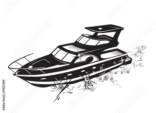 Pleasure Yacht Isolated on White Background