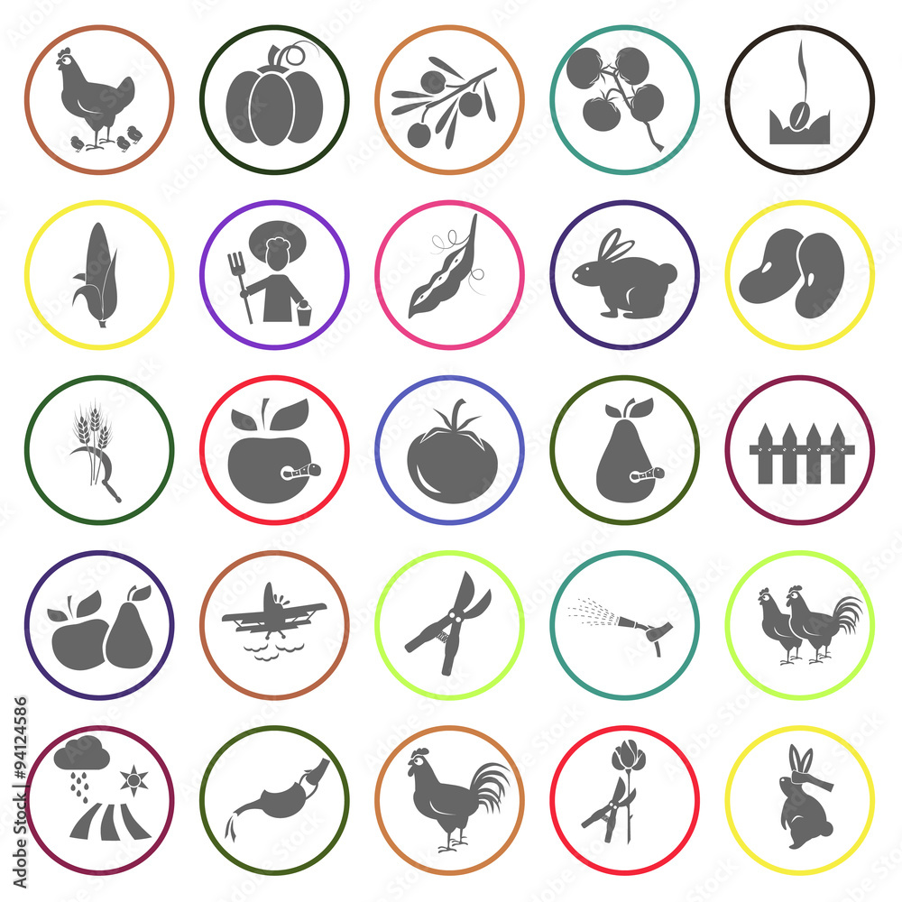 Set of twenty five agriculture icons Set of twenty five agriculture icons